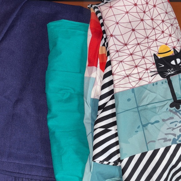 SHEIN Dresses & Skirts - Bundle of 3 skirts. Shein Black Cat Skirt XL, Linen Teal Skirt, Linen Navy Blue